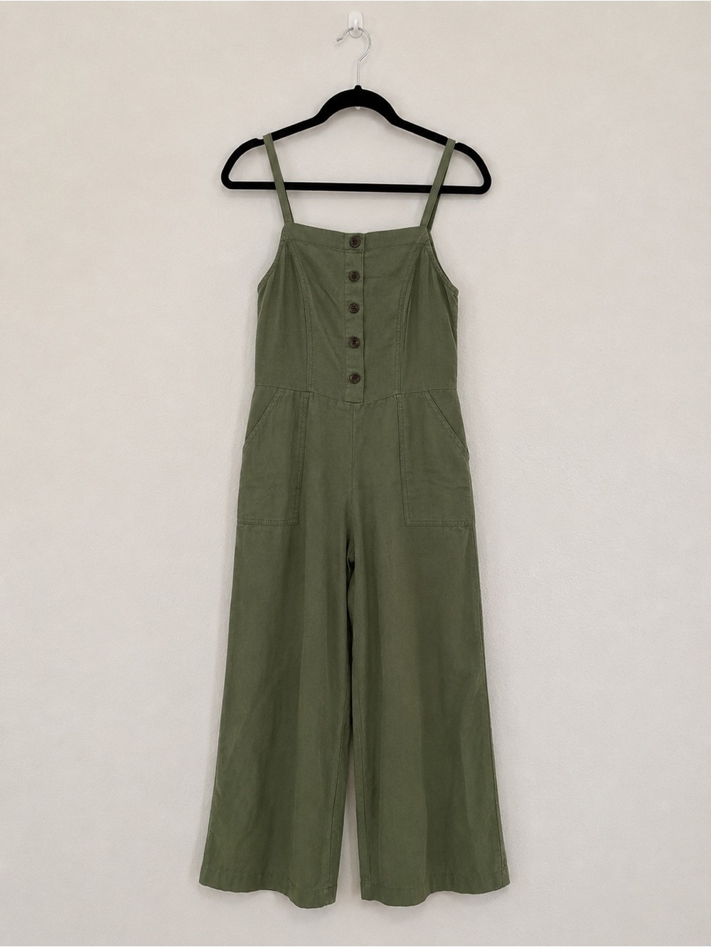 Old Navy Olive Green Button-Front Wide-Leg Jumpsuit